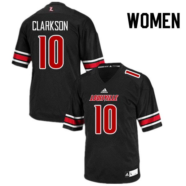 Women #10 Pierce Clarkson Louisville Cardinals College Football Jerseys Stitched Sale-Black - Click Image to Close